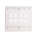 Leviton 8-PORT WALLPLATE UNLOADED, 2-GANG USE W/SNAP-IN MODULES, QUICKPORT WHITE 42080-8WP